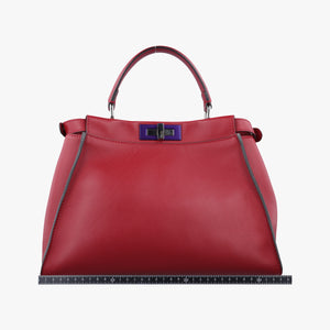 Pre-owned Fendi PEEKABOO MEDIUM Red Leather 8BN290 shoulderbag | stylenewstar