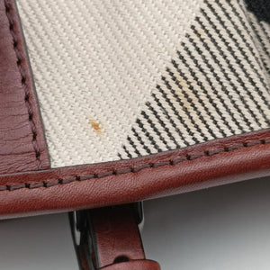 Pre-owned Burberry Beat Check Brown × Beige × Black Canvas × Leather shoulderbag | stylenewstar