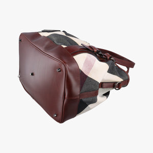 Pre-owned Burberry Beat Check Brown × Beige × Black Canvas × Leather shoulderbag | stylenewstar