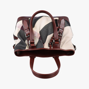 Pre-owned Burberry Beat Check Brown × Beige × Black Canvas × Leather shoulderbag | stylenewstar