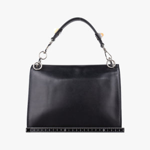 Pre-owned Fendi Monster Kan I Black Leather 8BT203 shoulderbag | stylenewstar