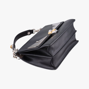 Pre-owned Fendi Monster Kan I Black Leather 8BT203 shoulderbag | stylenewstar