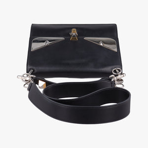 Pre-owned Fendi Monster Kan I Black Leather 8BT203 shoulderbag | stylenewstar