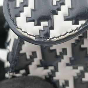 Secondhand Christian Dior Saddle White × Black Jacquard shoulderbag | stylenewstar