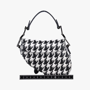 Secondhand Christian Dior Saddle White × Black Jacquard shoulderbag | stylenewstar