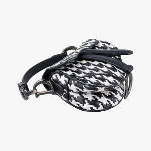 Secondhand Christian Dior Saddle White × Black Jacquard shoulderbag | stylenewstar