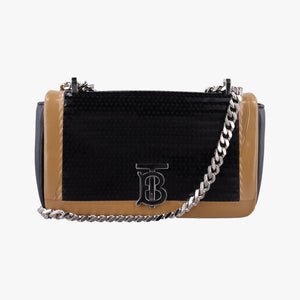 Secondhand Burberry TB structured Black × Brown Leather × Sequins shoulderbag | stylenewstar