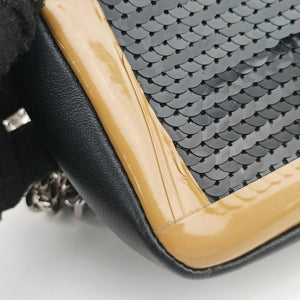 Secondhand Burberry TB structured Black × Brown Leather × Sequins shoulderbag | stylenewstar