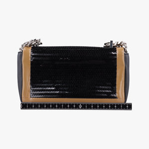 Secondhand Burberry TB structured Black × Brown Leather × Sequins shoulderbag | stylenewstar