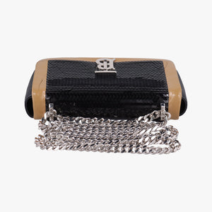 Secondhand Burberry TB structured Black × Brown Leather × Sequins shoulderbag | stylenewstar