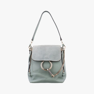 Pre-owned Chloe FAYE mini Blue Suede × leather backpack/rucksack | stylenewstar
