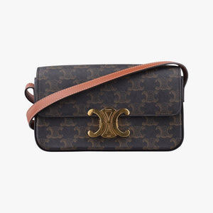 Pre-owned Celine Claude Triomphe Brown PVC coated canvas shoulderbag | stylenewstar