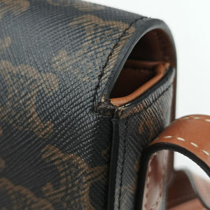 Pre-owned Celine Claude Triomphe Brown PVC coated canvas shoulderbag | stylenewstar