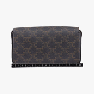 Pre-owned Celine Claude Triomphe Brown PVC coated canvas shoulderbag | stylenewstar