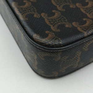 Pre-owned Celine Claude Triomphe Brown PVC coated canvas shoulderbag | stylenewstar