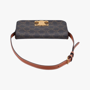 Pre-owned Celine Claude Triomphe Brown PVC coated canvas shoulderbag | stylenewstar