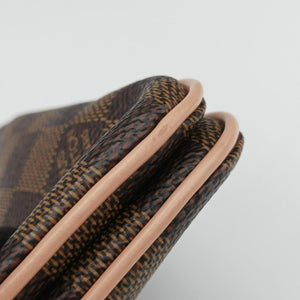 Pre-owned Louis Vuitton Pochette Double Zip EBENE×Rose Ballerine Damier Canvas N60254 shoulderbag | stylenewstar