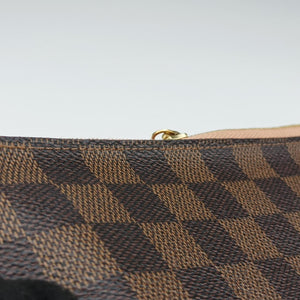 Pre-owned Louis Vuitton Pochette Double Zip EBENE×Rose Ballerine Damier Canvas N60254 shoulderbag | stylenewstar