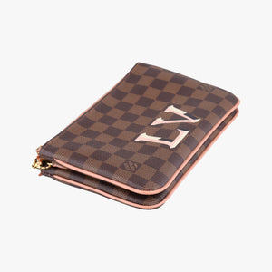 Pre-owned Louis Vuitton Pochette Double Zip EBENE×Rose Ballerine Damier Canvas N60254 shoulderbag | stylenewstar