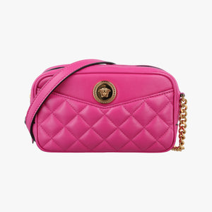 Pre-owned VERSACE La Medusa Camera Rose Leather shoulderbag | stylenewstar