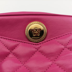 Pre-owned VERSACE La Medusa Camera Rose Leather shoulderbag | stylenewstar
