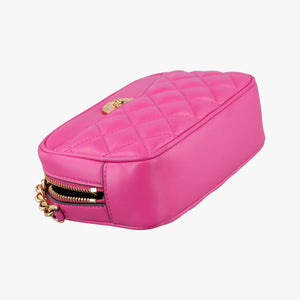 Pre-owned VERSACE La Medusa Camera Rose Leather shoulderbag | stylenewstar