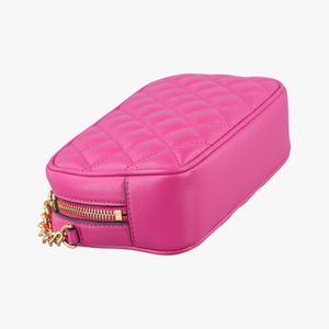 Pre-owned VERSACE La Medusa Camera Rose Leather shoulderbag | stylenewstar