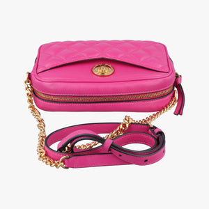 Pre-owned VERSACE La Medusa Camera Rose Leather shoulderbag | stylenewstar