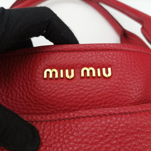 Secondhand Miu Miu Vitello Caribu Front Zip Pocket Tote Red Leather RN0908 handbag | stylenewstar