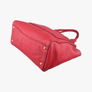 Secondhand Miu Miu Vitello Caribu Front Zip Pocket Tote Red Leather RN0908 handbag | stylenewstar