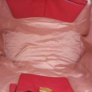 Secondhand Miu Miu Vitello Caribu Front Zip Pocket Tote Red Leather RN0908 handbag | stylenewstar