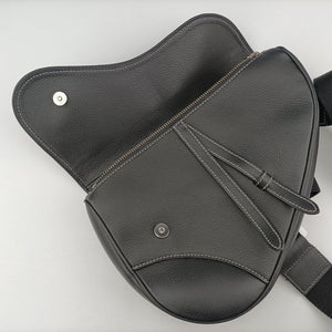 Vintage Christian Dior saddle Black leather bum bag/waist bag | stylenewstar
