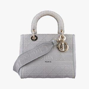 Vintage Christian Dior Lady Dior D-lite Grey Jacquard shoulderbag | stylenewstar