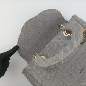 Vintage Christian Dior Lady Dior D-lite Grey Jacquard shoulderbag | stylenewstar