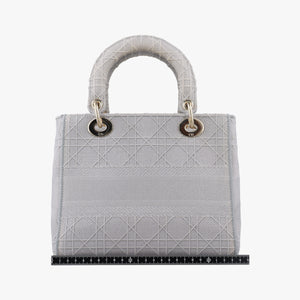 Vintage Christian Dior Lady Dior D-lite Grey Jacquard shoulderbag | stylenewstar
