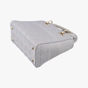 Vintage Christian Dior Lady Dior D-lite Grey Jacquard shoulderbag | stylenewstar