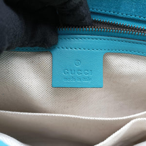 Pre-owned Gucci Bright Bit Blue Patent Leather 317633 shoulderbag | stylenewstar