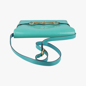 Pre-owned Gucci Bright Bit Blue Patent Leather 317633 shoulderbag | stylenewstar