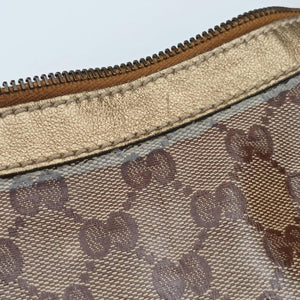 Pre-owned Gucci Babouska Heart Hobo khaki×golden PVC coated canvas 211965 shoulderbag | stylenewstar