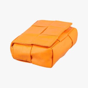 Pre-owned Bottega Veneta candy cassette Orange lambskin shoulderbag | stylenewstar