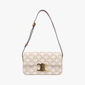 Vintage Celine Claude Triomphe White PVC coated canvas shoulderbag | stylenewstar