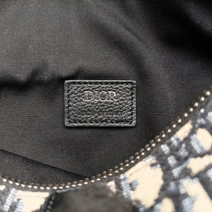 Pre-owned Christian Dior saddle Navy Jacquard×Leather bum bag/waist bag | stylenewstar