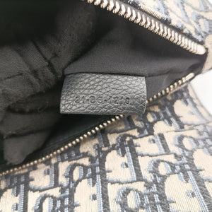 Pre-owned Christian Dior saddle Navy Jacquard×Leather bum bag/waist bag | stylenewstar
