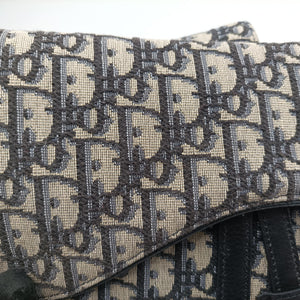Pre-owned Christian Dior saddle Navy Jacquard×Leather bum bag/waist bag | stylenewstar