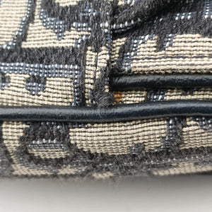 Pre-owned Christian Dior saddle Navy Jacquard×Leather bum bag/waist bag | stylenewstar