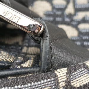 Pre-owned Christian Dior saddle Navy Jacquard×Leather bum bag/waist bag | stylenewstar