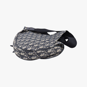 Pre-owned Christian Dior saddle Navy Jacquard×Leather bum bag/waist bag | stylenewstar