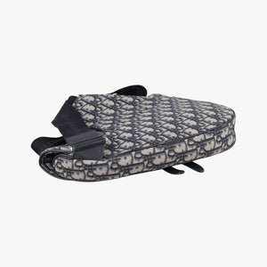 Pre-owned Christian Dior saddle Navy Jacquard×Leather bum bag/waist bag | stylenewstar