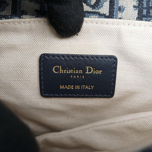 Pre-owned Christian Dior Saddle Navy×grey Jacquard × Leather handbag | stylenewstar