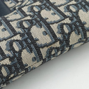 Pre-owned Christian Dior Saddle Navy×grey Jacquard × Leather handbag | stylenewstar